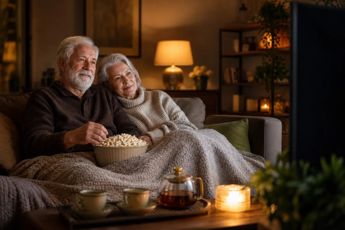 A relaxing evening of movies and series at home