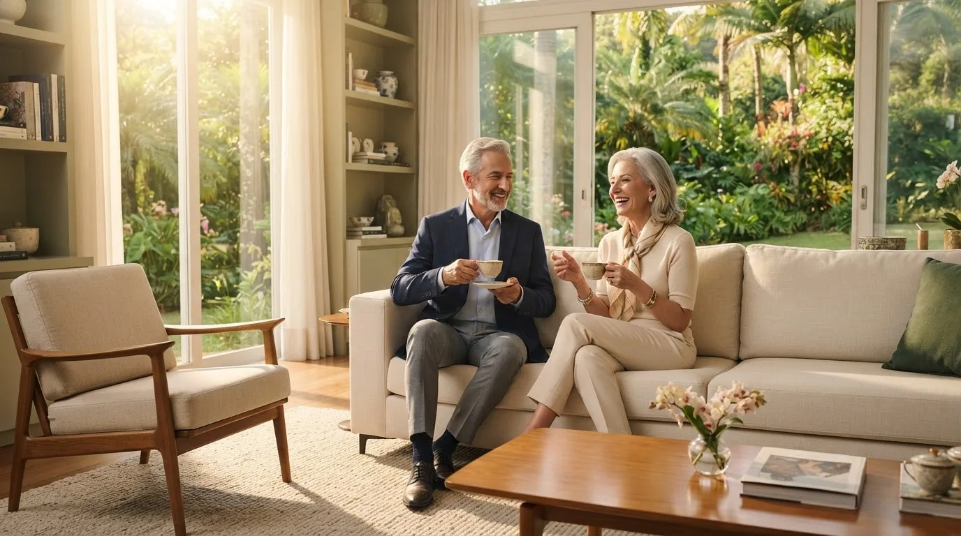 Couple enjoying a peaceful moment at home