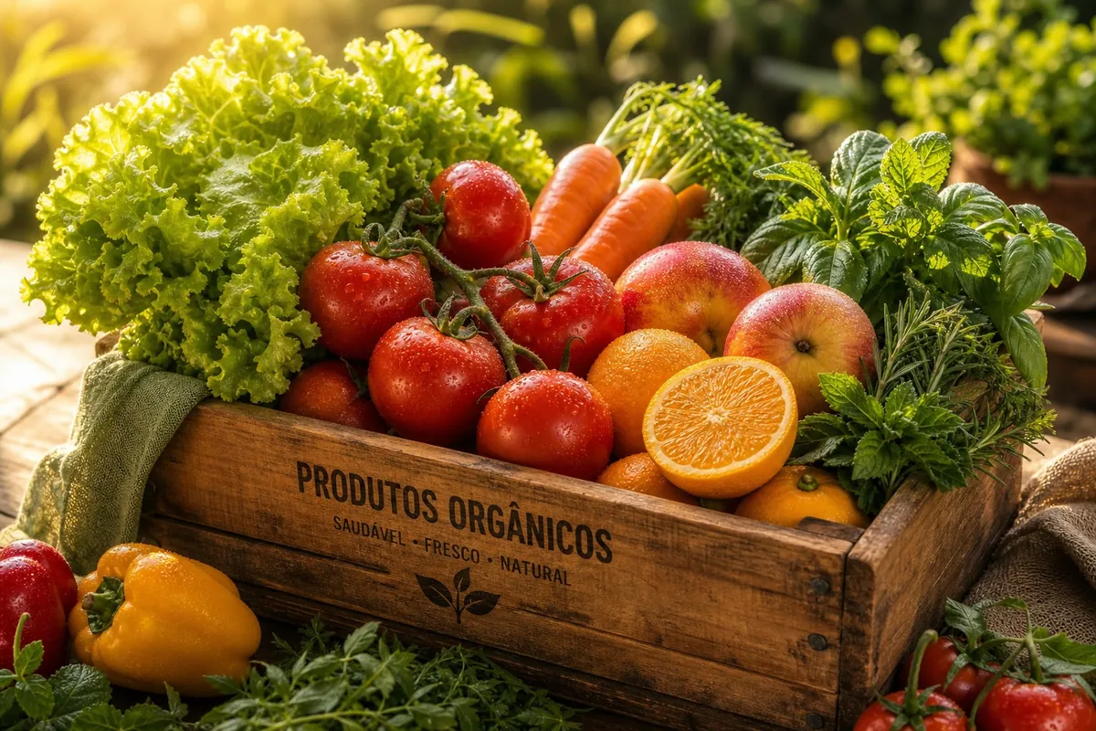 Basket of fresh organic products
